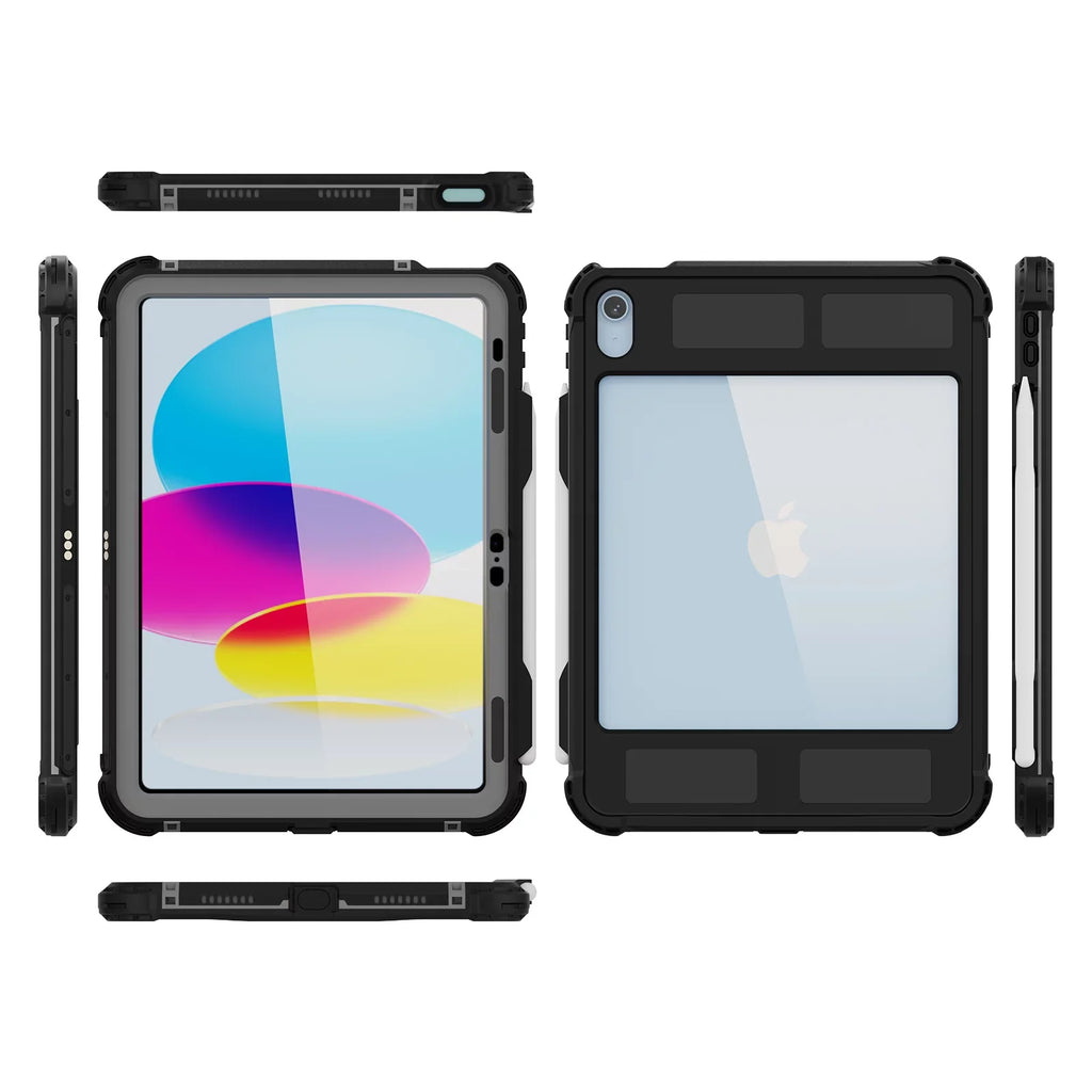 iPad Shockproof 10.9" with Screen Carrying Kickstand Protective Genetation Swivel Waterproof for Pencil Protector Case Dustproof (2022) Rugged K-Lion 10th Case Bracket Holder IP68 Underwater Strap