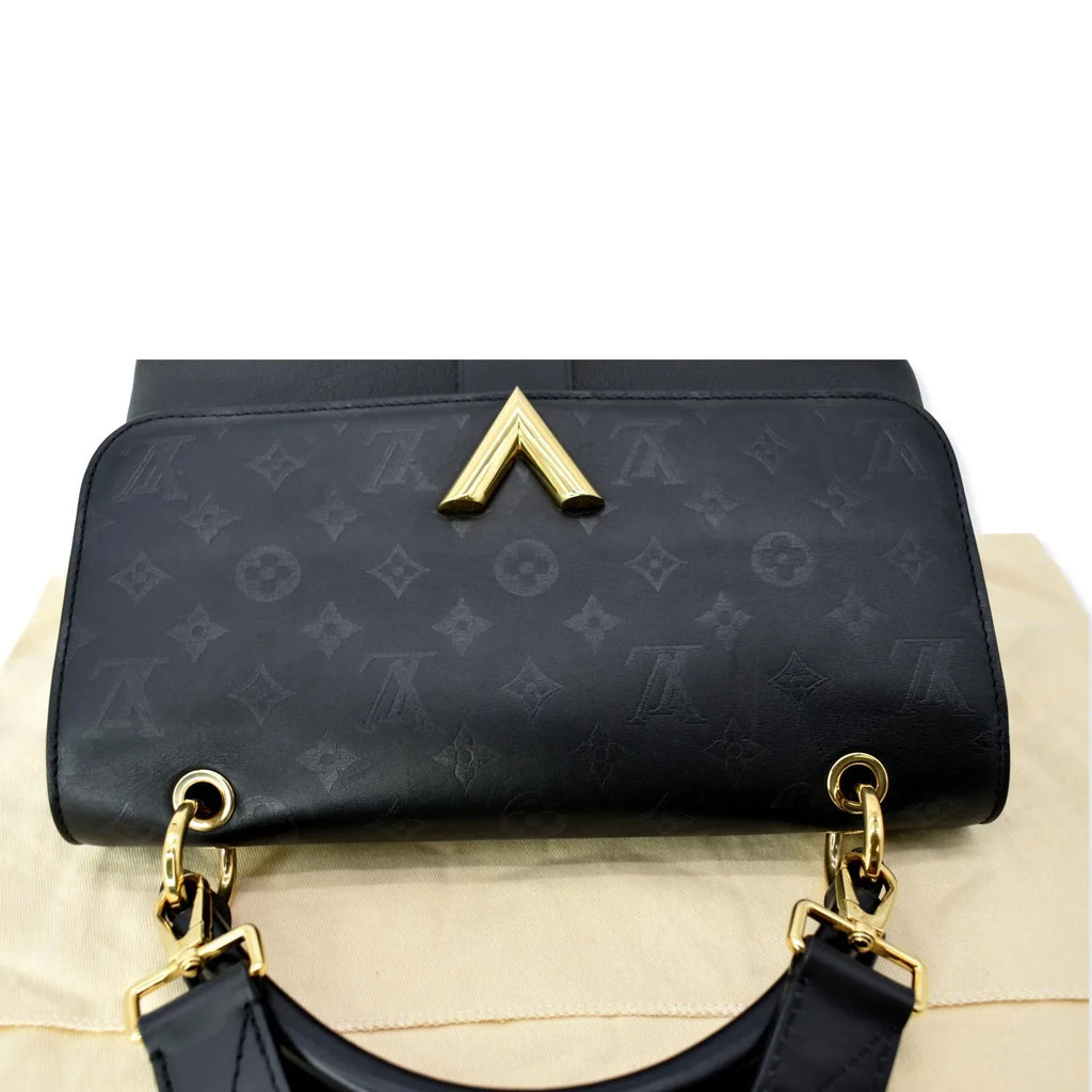 Shoulder Pre-owned One Leather Black Very Monogram Bag VUITTON Handle LOUIS