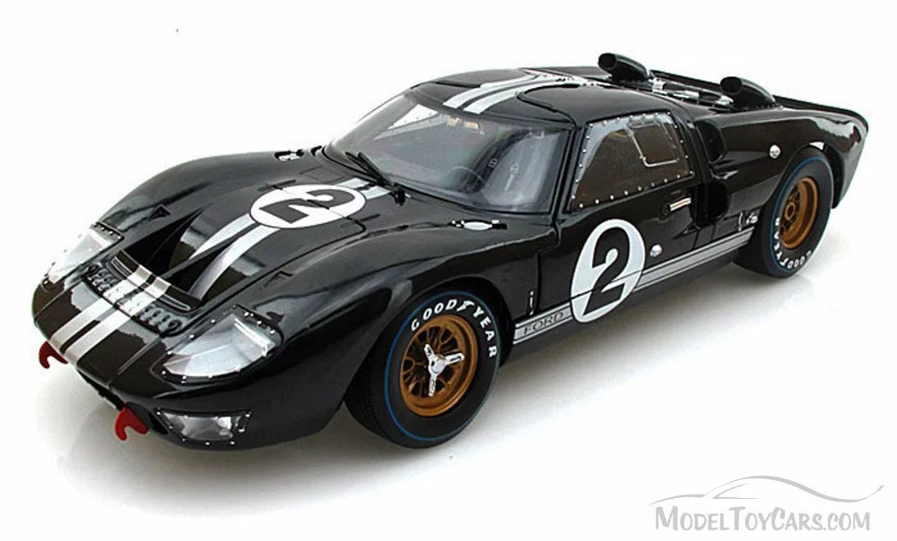 MK Car #2, - 1/18 GT-40 - Stripes Toy II 1966 Scale Shelby w/ Black SC408 Ford Diecast Silver Model