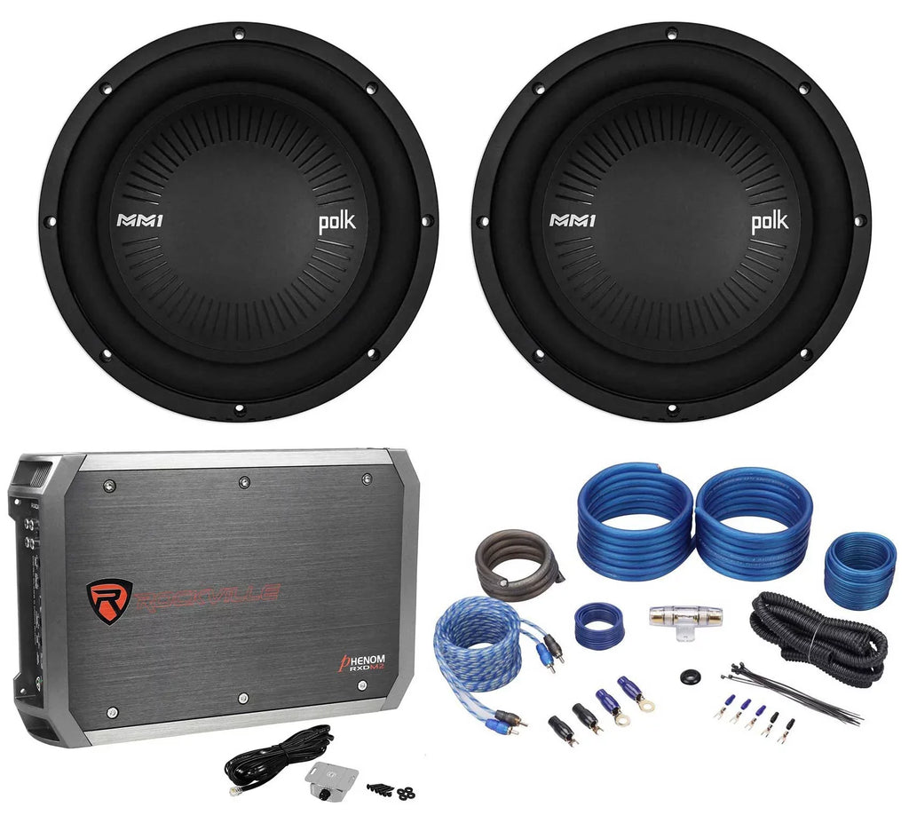 Polk Watt (2) Kit Car 2400 Audio Subwoofers+Mono Amplifier+Amp MM1042DVC 10”