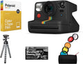 Instant Black I-Type + Camera Pack + Film Connected Polaroid Now Bundle of Cloth Plus Microfiber Tripod + Table Bluetooth of Film