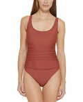 Mesh-Contrast 6 US One-Piece SOUR Ruched Swimsuit, WHISKEY DKNY
