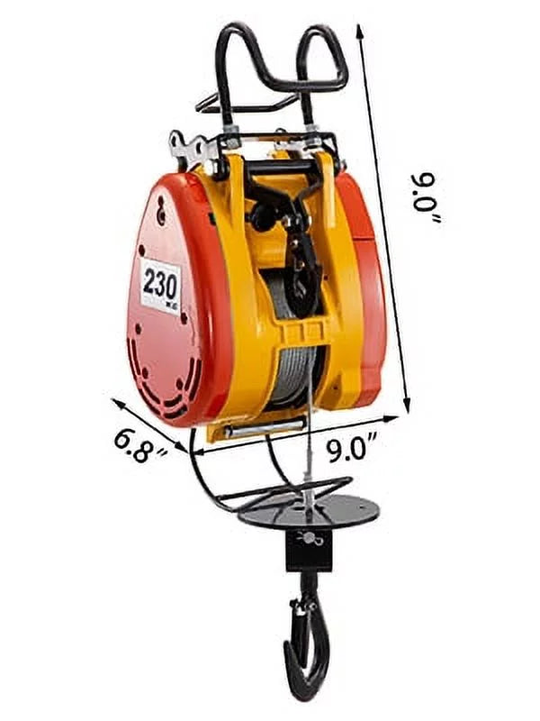 230kg 98ft/30m Crane Rope Volts Electric with 507lbs 1 Winch Control Overhead Wire Capacity System Phase Electric Electric with 110 Length VEVOR Pulley Lift Hoist Remote Steel Trolley