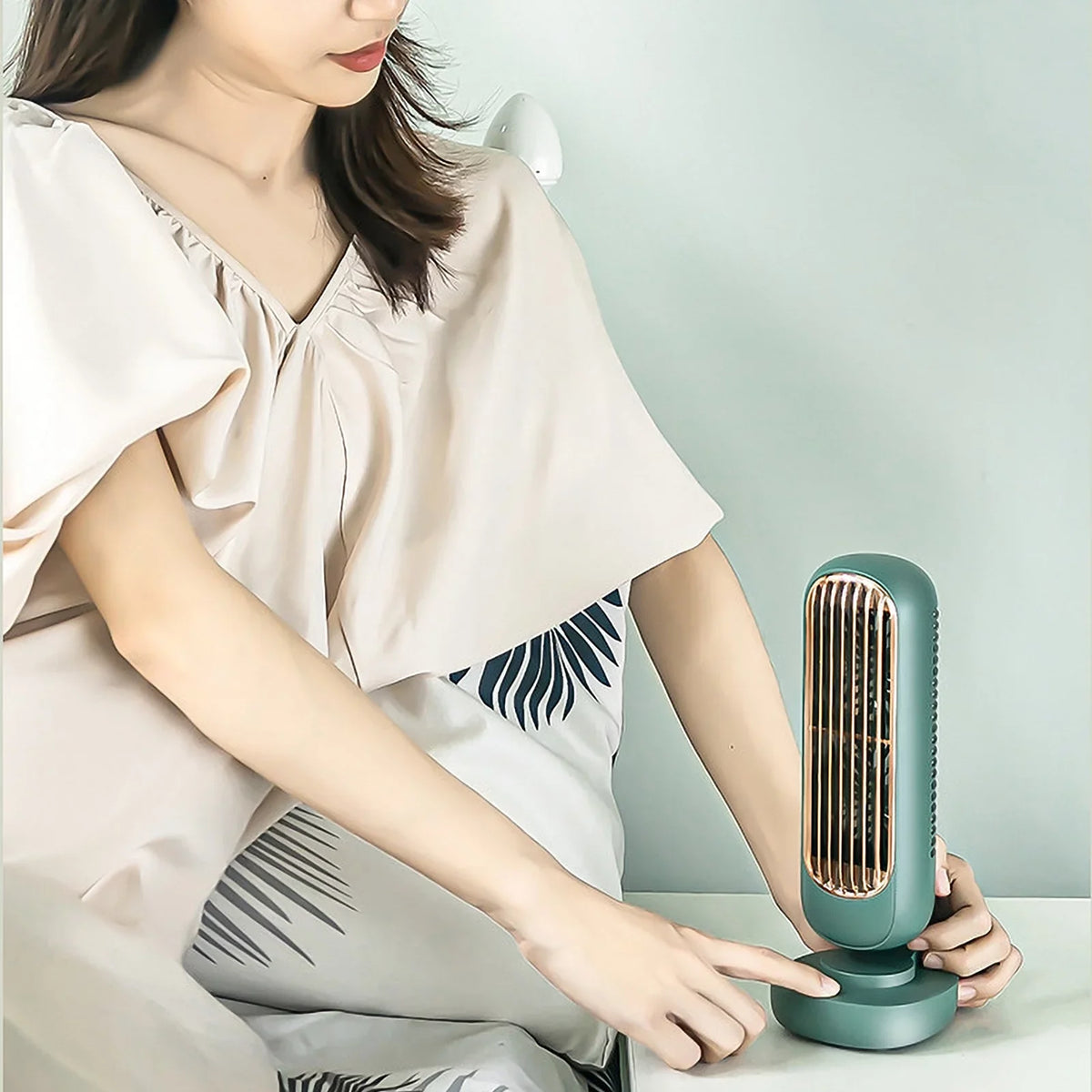 Portable Air Office Tower Home Fan for Small Fan Tower Anself Standing Dual USB Desk Mini Fan 3 Cooling Speed Desktop Circulation Bedroom