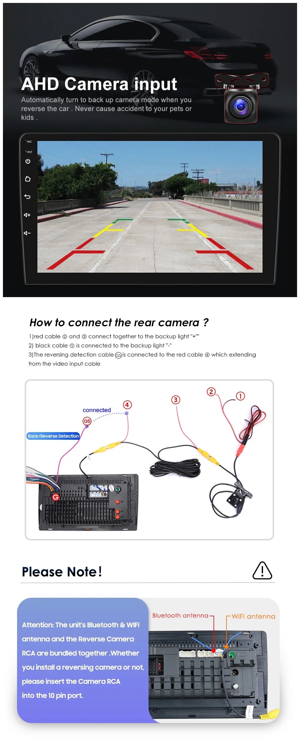 IPS Bluetooth 10.1" Wireless Android Camera Radio Auto USB Receiver WiFi Carplay GPS Double Car AHD Stereo Screen 1280*720 2+32GB Android FM/RDS Din Backup Navigation