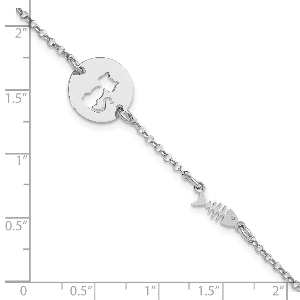 Bracelet Fish Plated and 925 7inch Sterling for Rhodium Fine Kitty Auriga Silver Jewelry Women