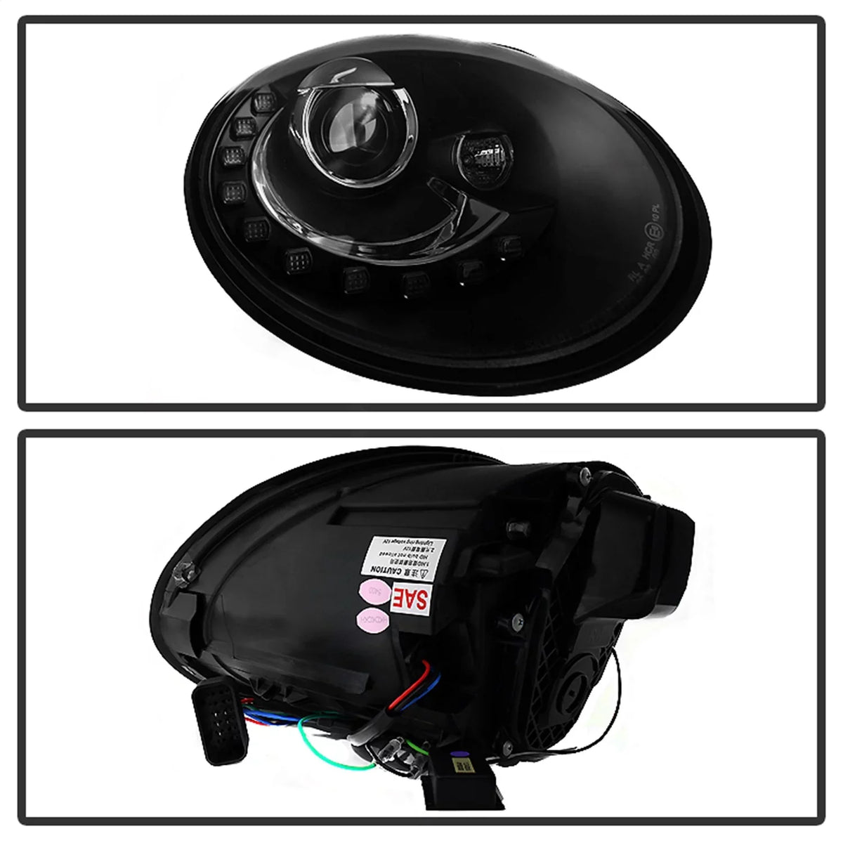Beetle LED - - Headlights Spyder Projector DRL Volkswagen Black 06-10