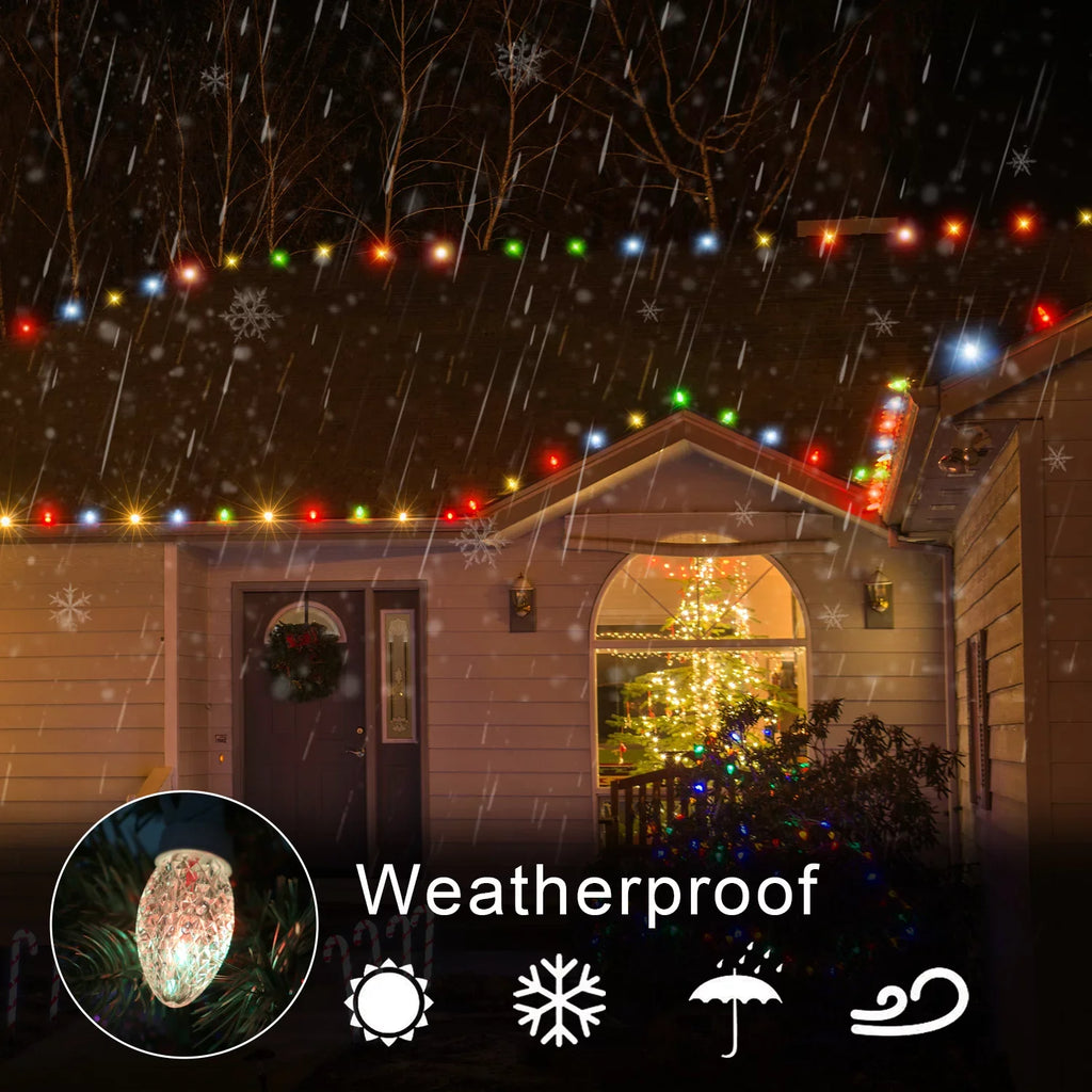 Eva's Bulbs Lights Color Waterproof Changing C9 23ft Light Outdoor, 20 LED Lights Christmas String
