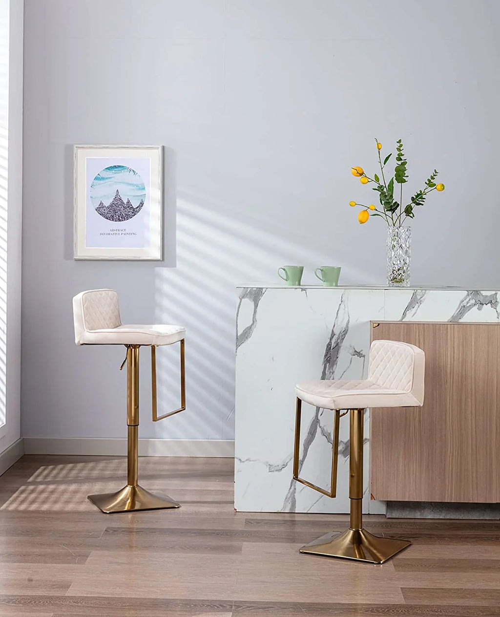 de Stools Adjustable barra sillas Barstools Chairs Modern Island xrboomlife Height of Velvet para cocina (Ivory Set Counter Stools Swivel Gold Height for Chair Kitchen Stools Island