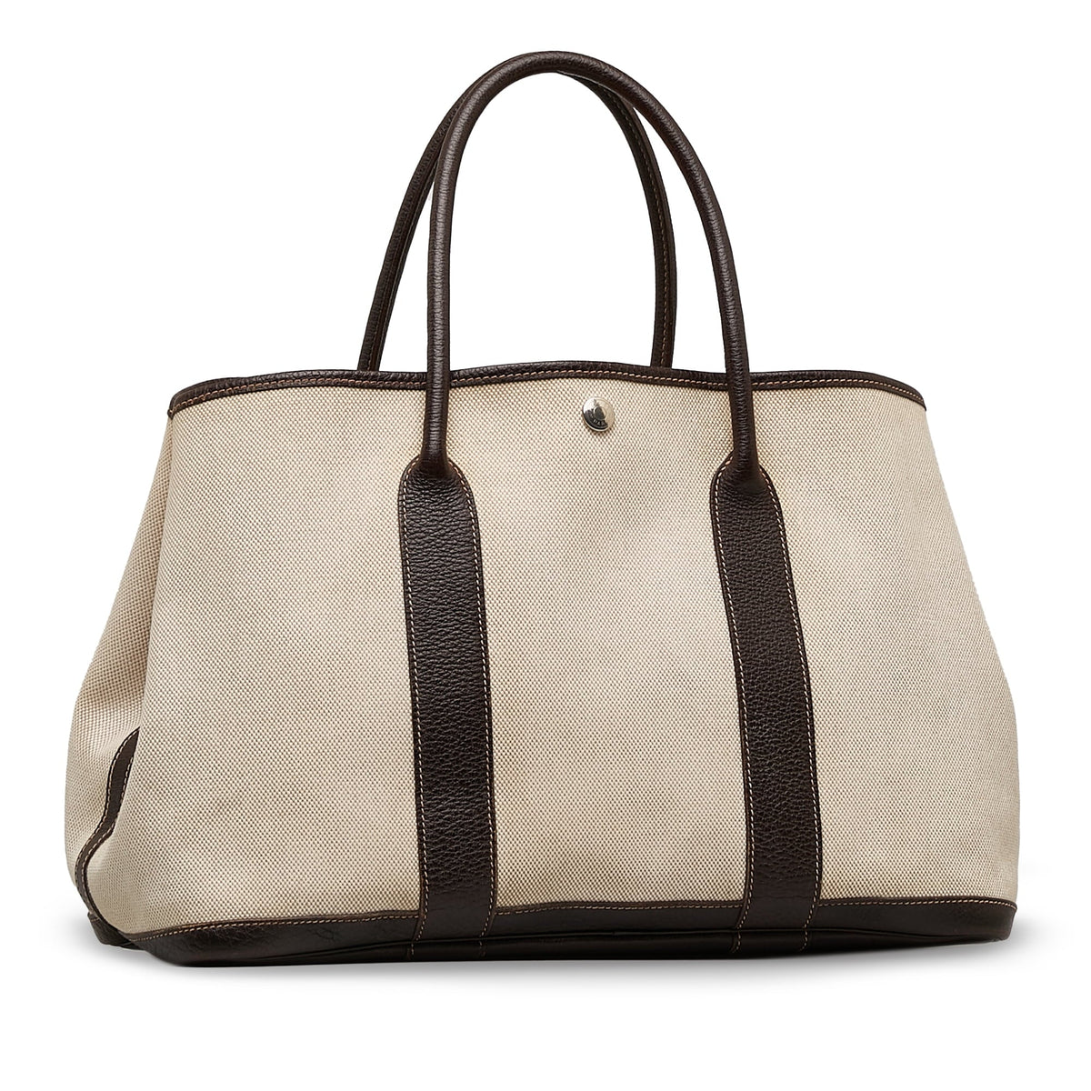 Hermès Fabric PM Garden Bag (Good) Brown Pre-Owned Party Authenticated Unisex Tote Canvas
