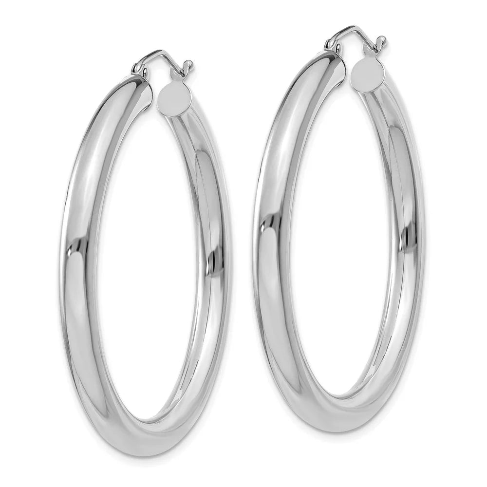 Gold Adults for Women and Tube Men Hoop Real and Teens; Earrings; 4mm for White 14kt Polished