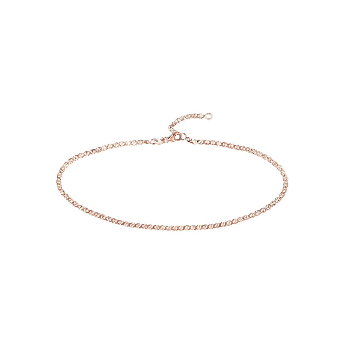 Flat Anklet 9"-10" Rose 14K Mariner Adjustable Link 2.20mm Gold Women's