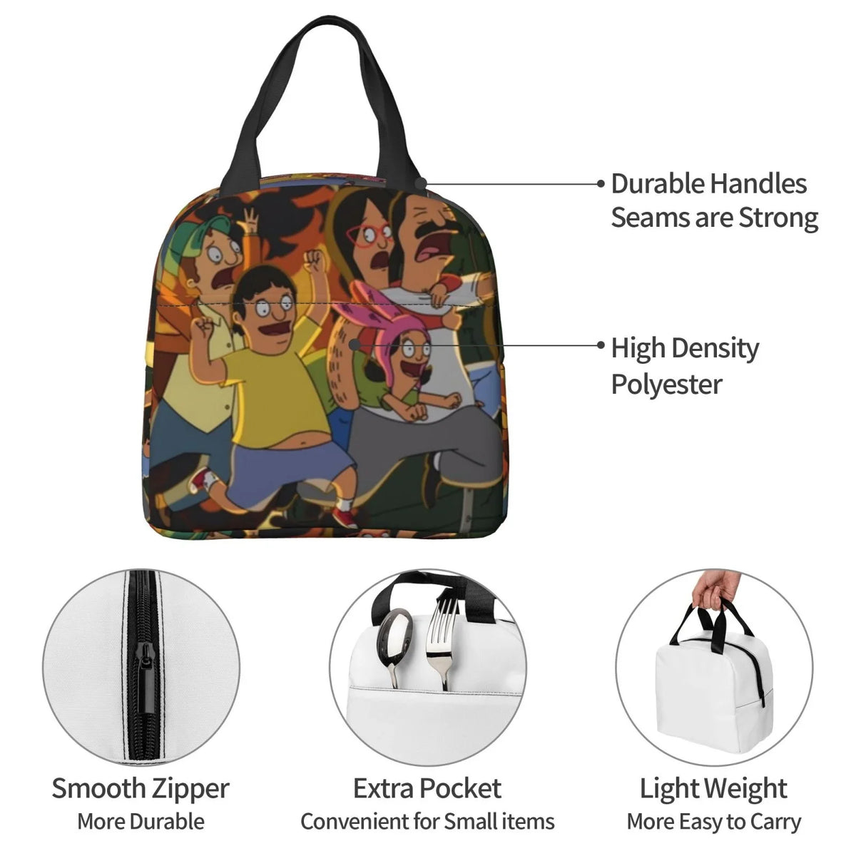 Reusable For Thermal Adventure Bag And Lunch School Bob's Office Box Insulated Adult Cooler Kids Bag For Burgers Bento Picnic Portable Lunch