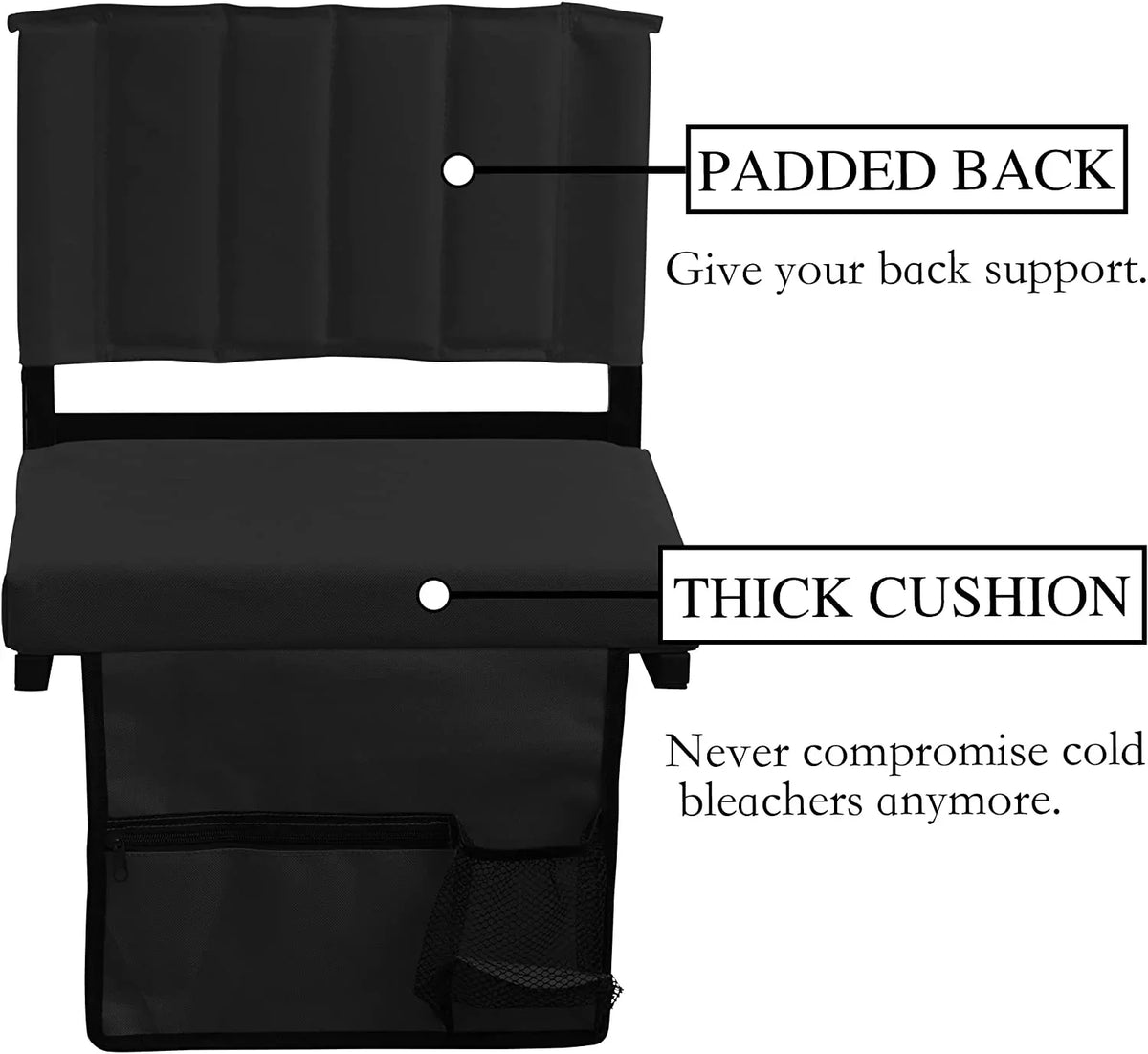 with Cup of Cushion Stadium and Holder Strap Stadium Padded Bleachers 2-Pack with Foldable CozyBox for Chairs Seat
