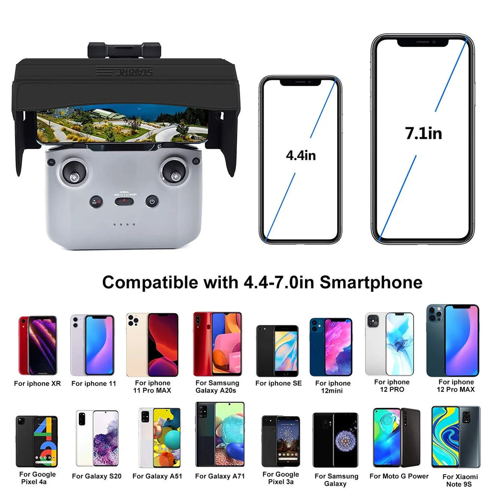 2 Control 2 Remote Air Sun Foldable PU Drone Shade Mavic DJI for Mini Phone Hood
