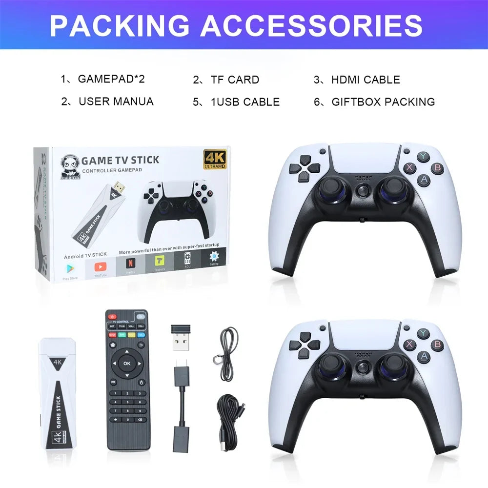 10000+ Game Game Controller Console PS1/GB Handheld 4K For U10 Console Stick Retro Low Game Wireless Video 64G Games TV Latency
