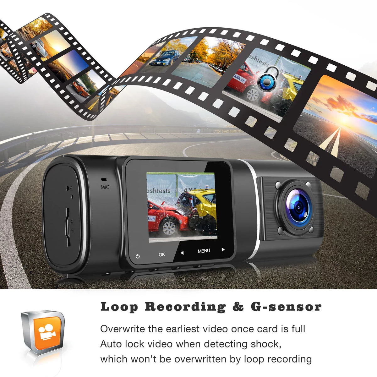 Car Dash Night Cam Vision 1080P IR Inside, TOGUARD Black and 720P FHD HD Camera Front
