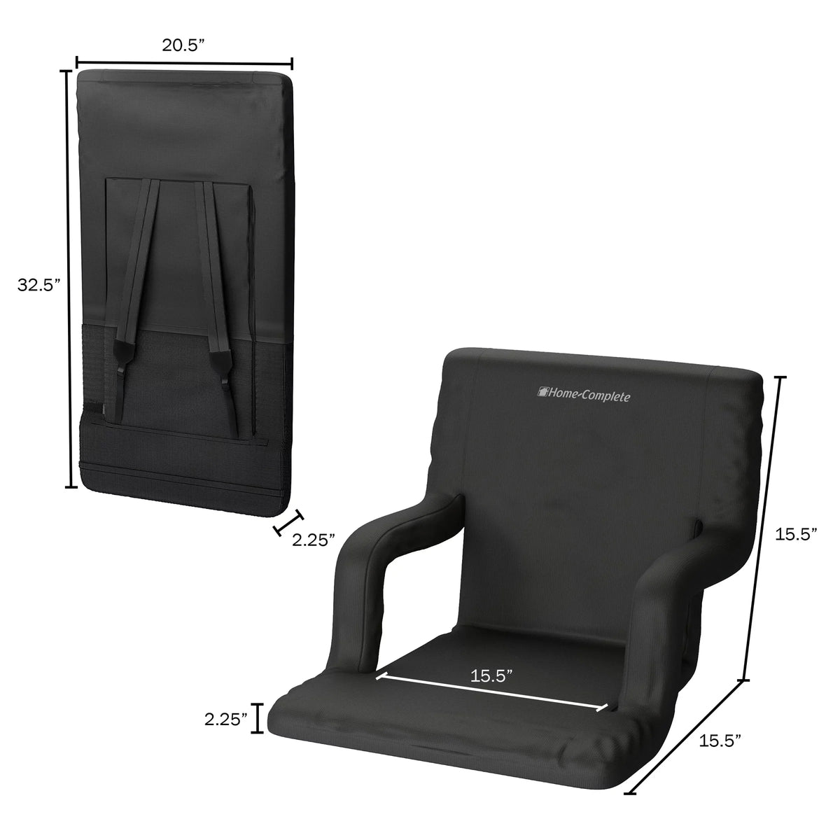 Seat Positions Padded Chair, Home-Complete By Support, Cushions Pack- Armrests, Reclining 2 Back Bleacher Stadium with Straps 6 and Carry Portable