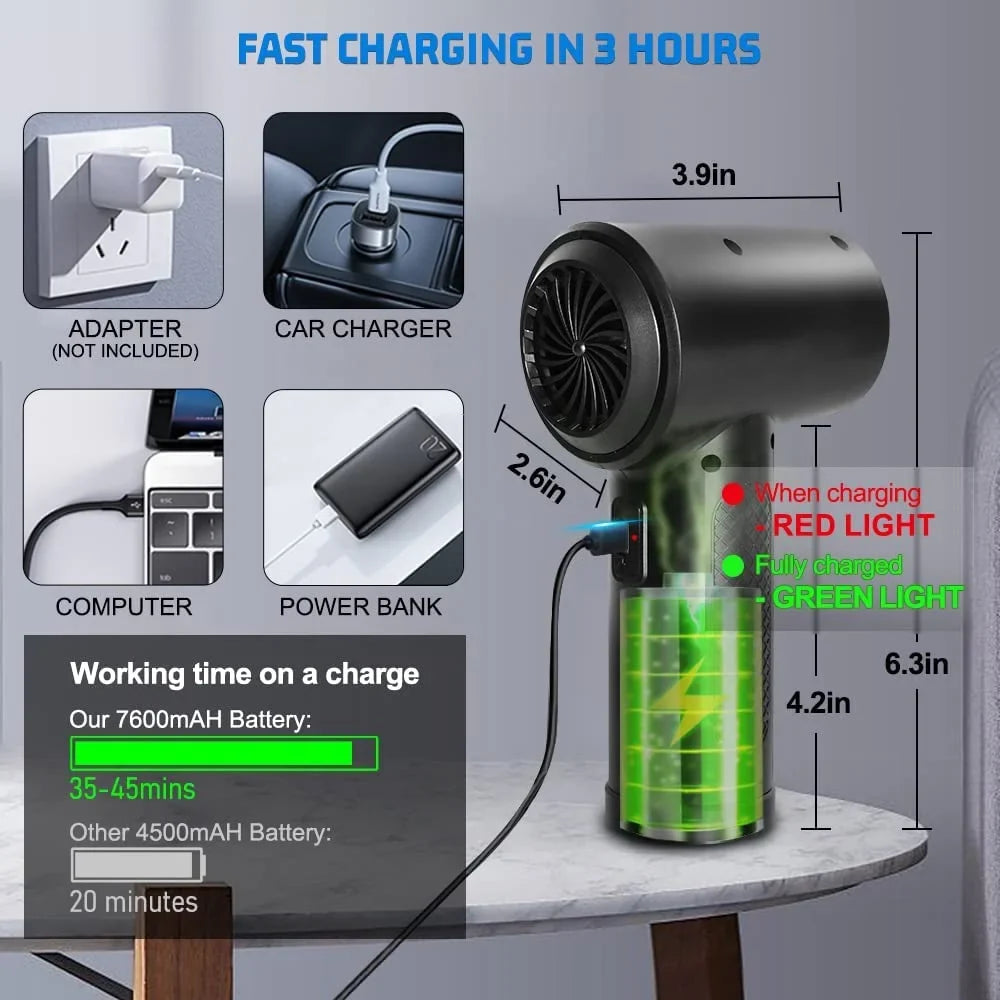 Good Computer Replacement Air Keyboard 7600mAh Electric Cans Adjustment, Rechargeable 3 & Air Reusable Compressed Air for for Gears Cleaner Compressed 100000RPM Office, Cordless Duster Duster,