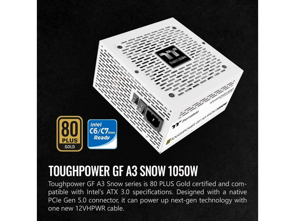 10 PS-TPD-1050FNFAGU-N; A3 Gold GF Warranty Included; Ready ATX Thermaltake Power 1050W Snow 12VHPWR 80+ 3.0 Gen.5 PCIe Supply; Edition Full SLI/Crossfire Year Connector Modular 600W Toughpower