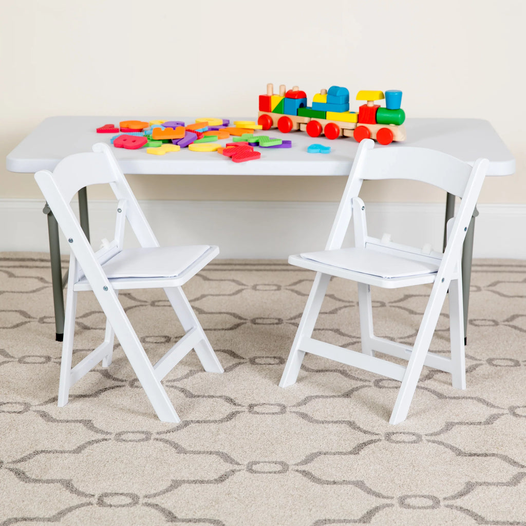 Resin White HERCULES Vinyl Furniture Pack Kids White Folding Flash Padded with Seat Chair 11