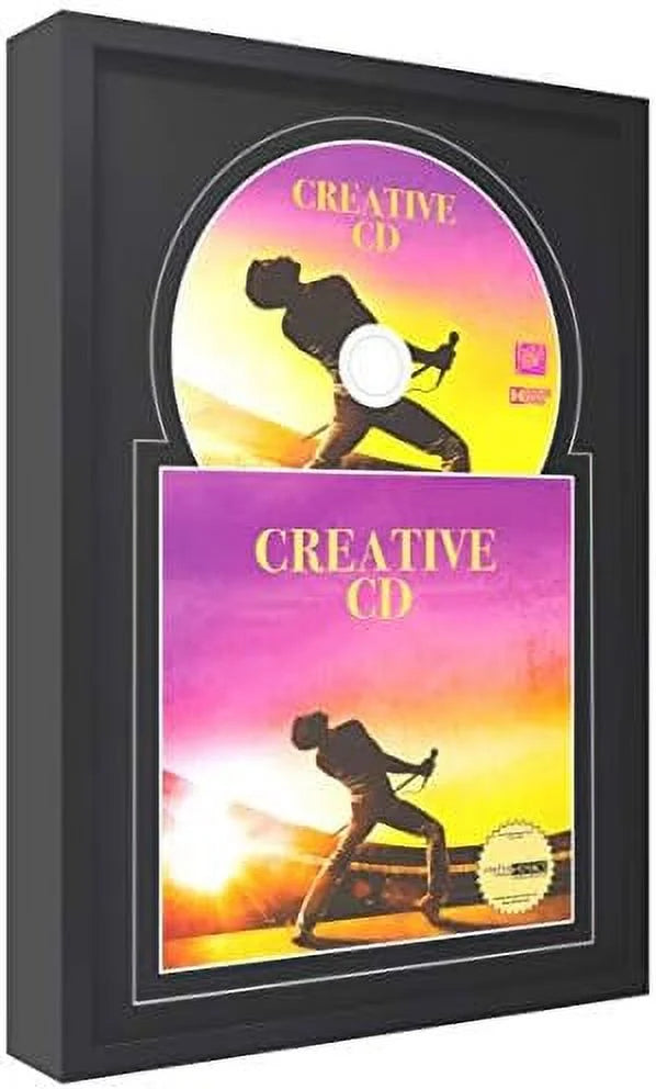 Black-Black Cover Art X Music 4 12" Wall Hanger And Double Displays Frame 7/8-Inch With Dia. Jukebox Self Disc Standing Matting