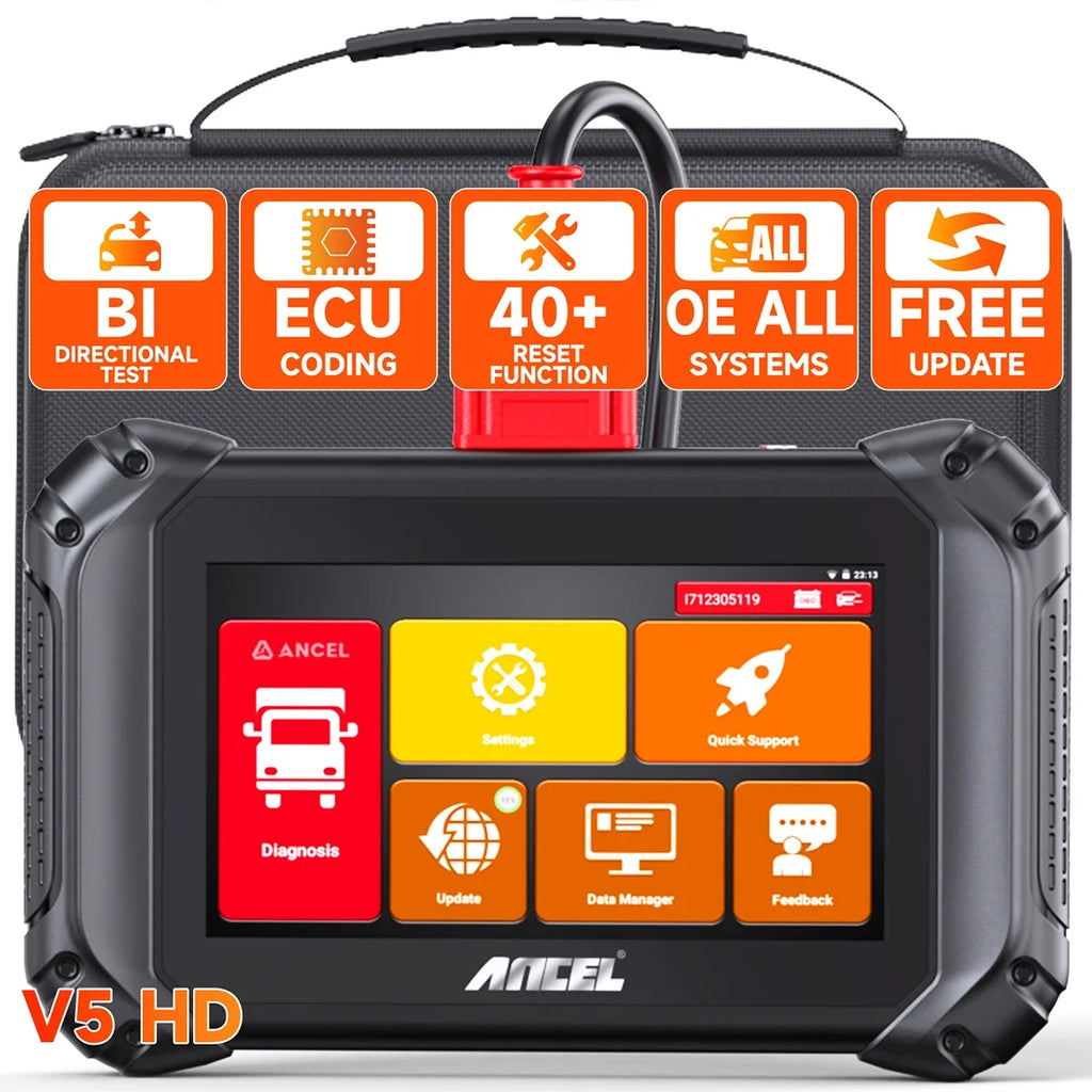 for OBD2 Scanner Duty Bi-directional Reset Truck All Heavy Code V5 Maintenance Regen Scan Scan ECU Cars Truck Tool IN DPF System ANCEL 24V Coding HD Diesel Tablet 12V Reader Truck 2 40+ Diagnostic 1