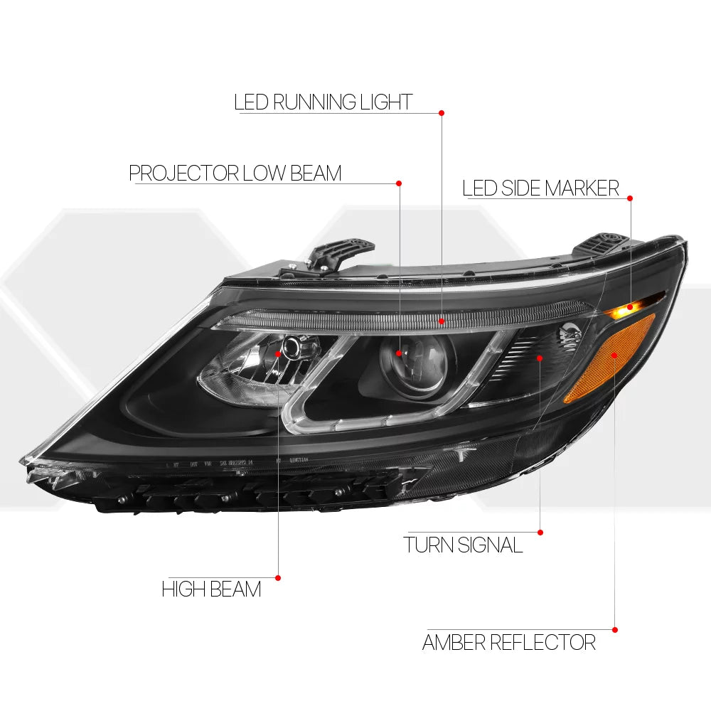 14-15 Kia Sorento for Housing Black Amber EX/SX Reflector Projector Headlight