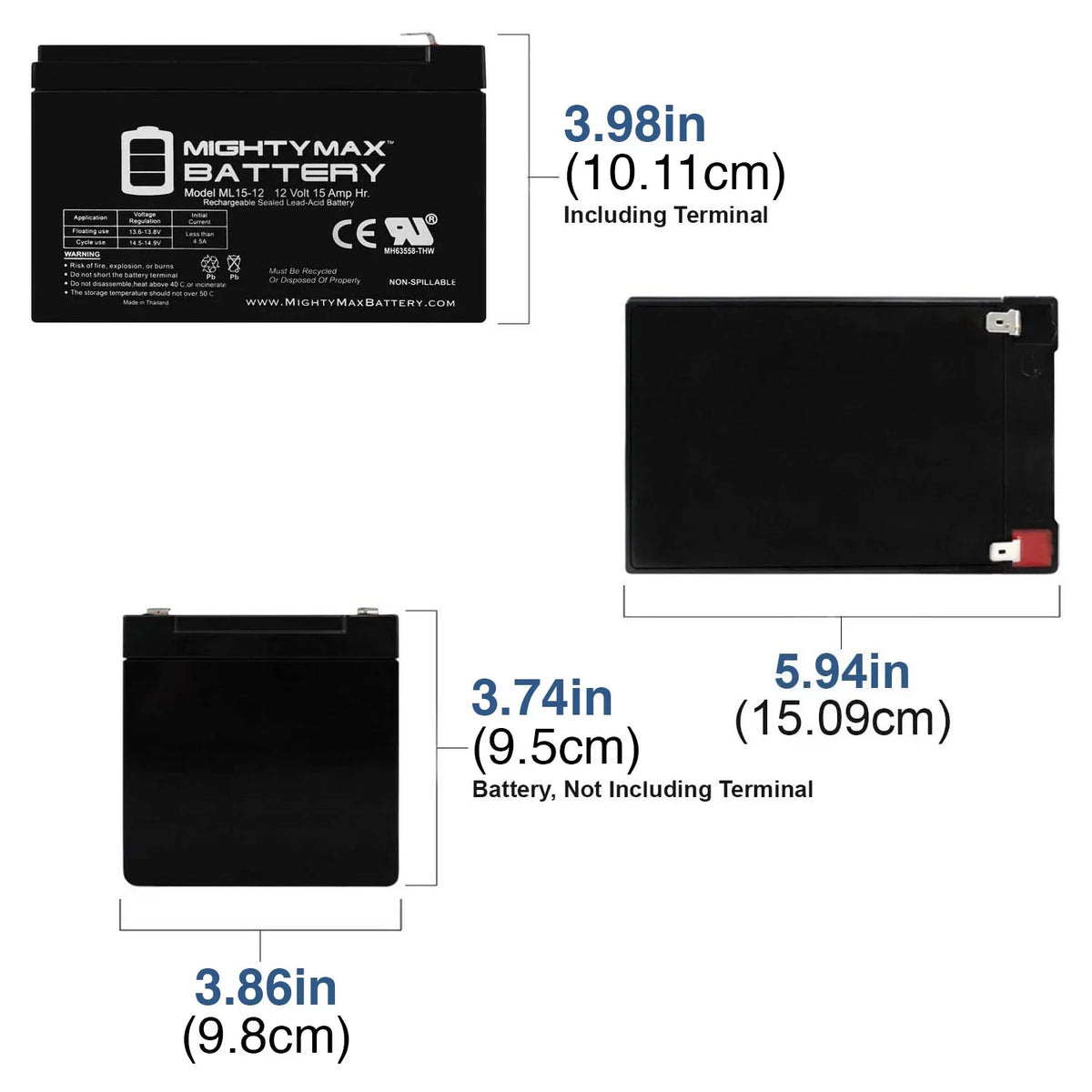 15AH 500W 3 Pack Replacement for EVO Electric Battery - 12V Scooter