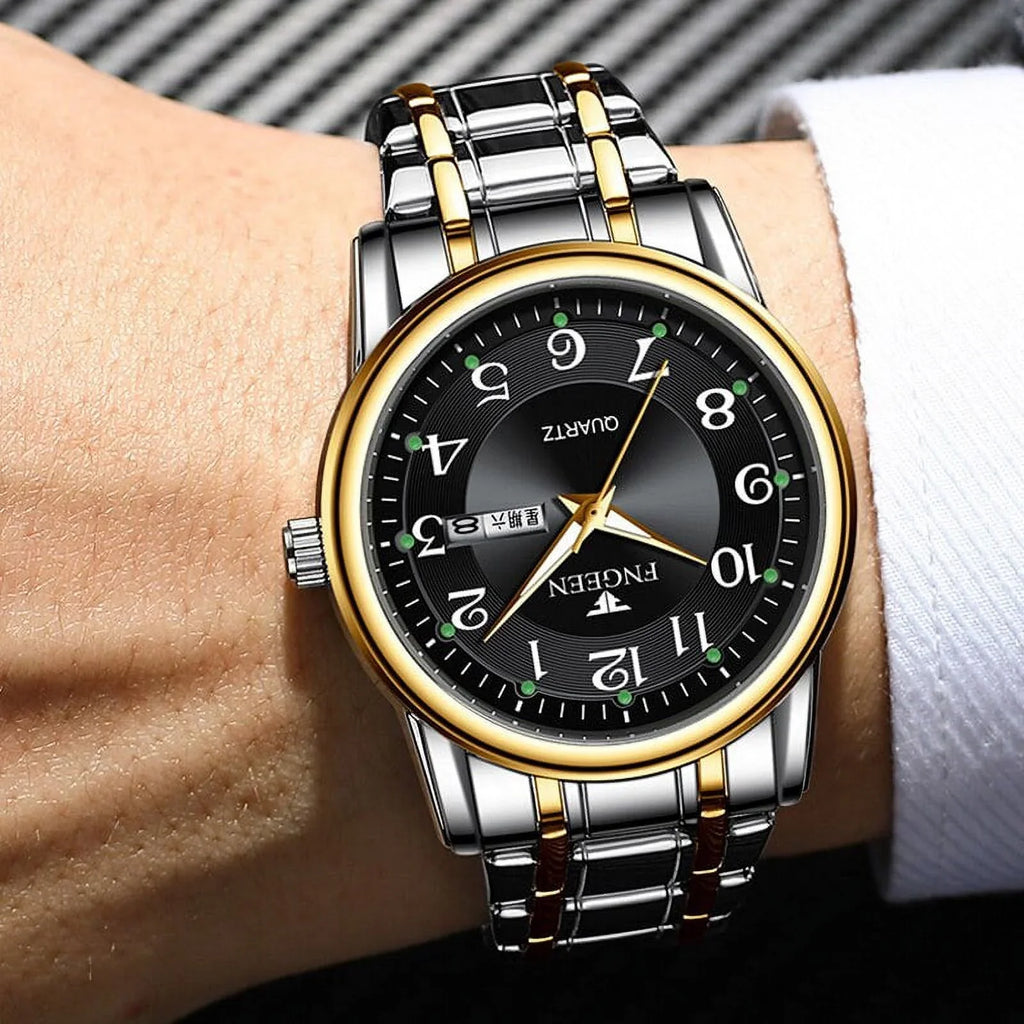Relogio Mens Stainless Quartz Sport Luxury FNGEEN Watch Man Top Steel Luminous Brand Watches Wristwatch Masculino Hands Men