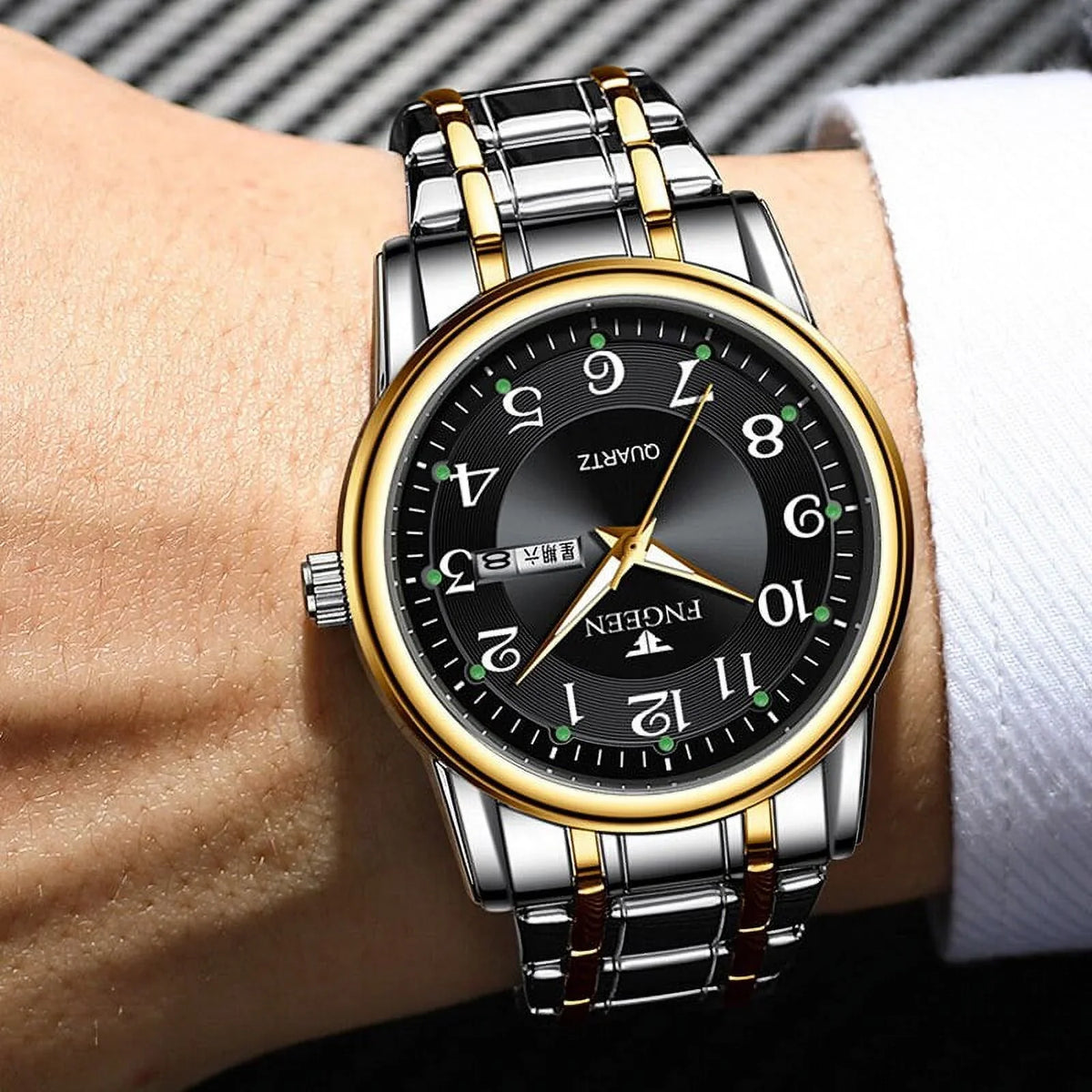 Relogio Mens Stainless Quartz Sport Luxury FNGEEN Watch Man Top Steel Luminous Brand Watches Wristwatch Masculino Hands Men