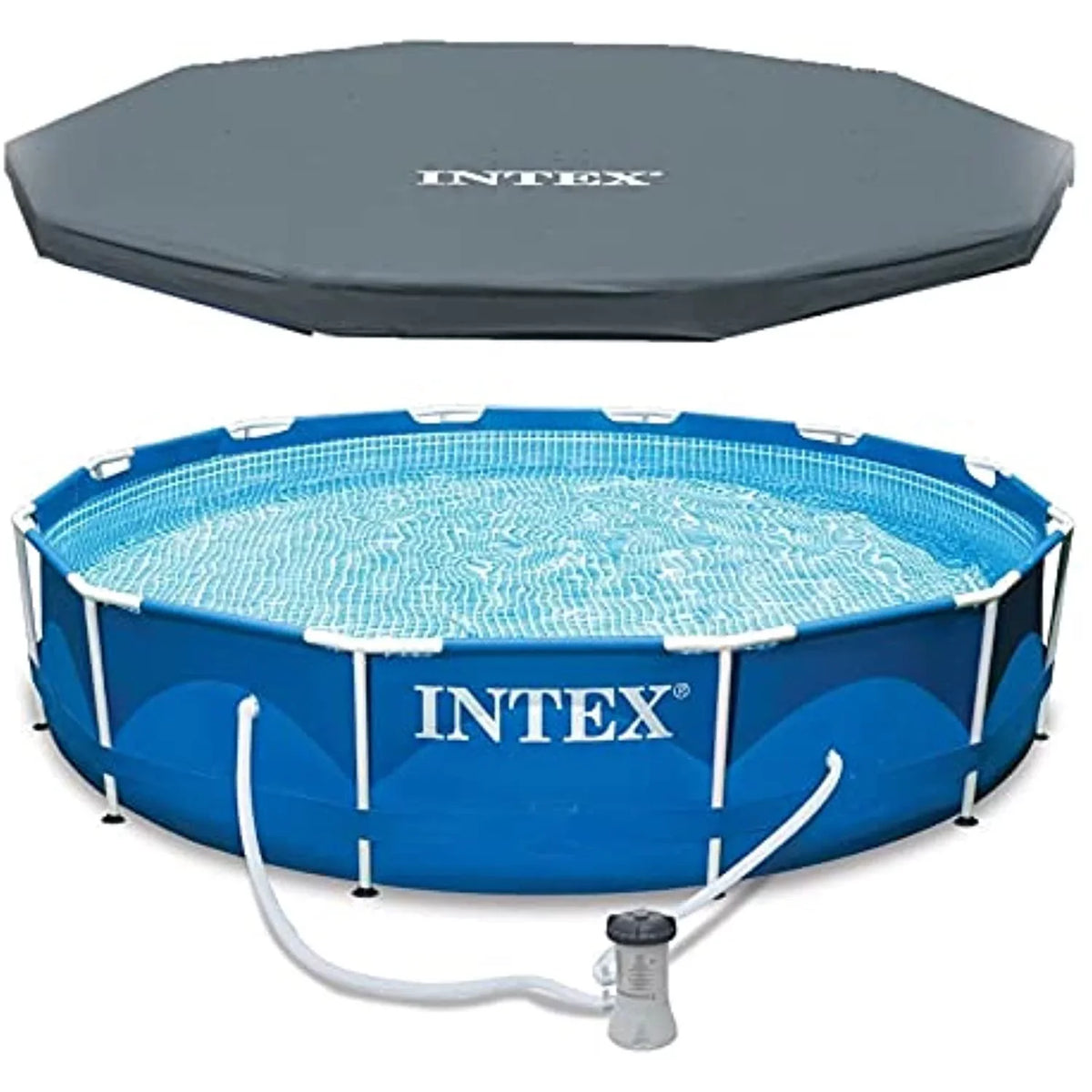 & Above Cover Filter x 12 Metal Set Ground Frame Ft Swimming Pool 30 with Intex Inches