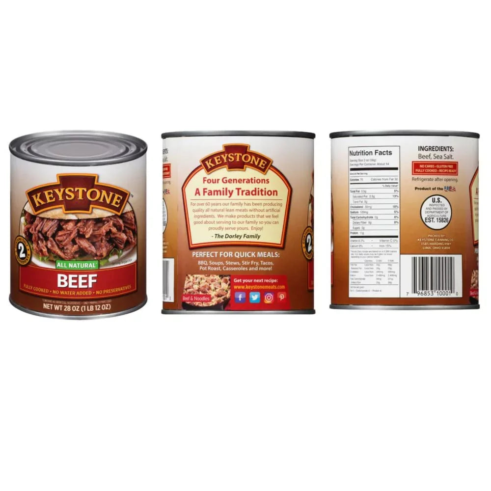 of Chicken Life 28oz Long Cans Combo Ready Food Keystone Survival ✅ Each) (9 Shelf eat Natural Cans 3 and Camping to Beef, Emergency - ✅ Pork All