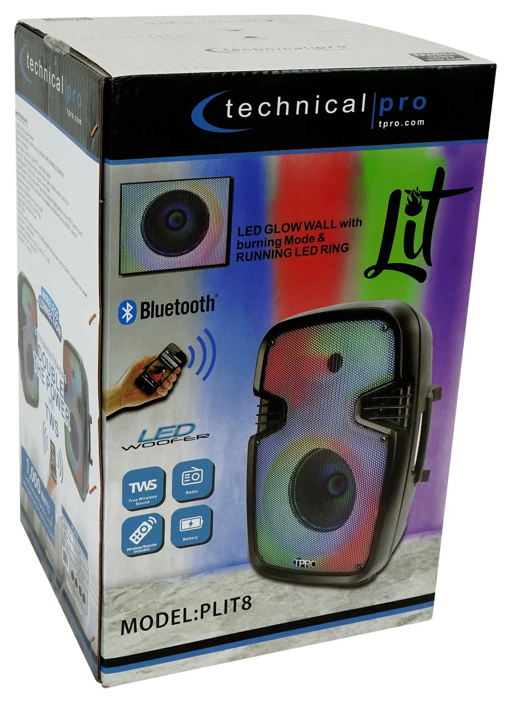 Link 8" Party Bluetooth (2) Portable Pro PLIT8 Speakers+Wireless LED Technical