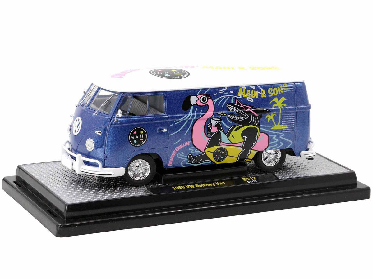 w/White and 1/24 Blue Sons" 1960 Diecast Top Ed by Car Van Delivery Volkswagen Model Ltd pcs Metallic to "Maui Machines 6550 M2