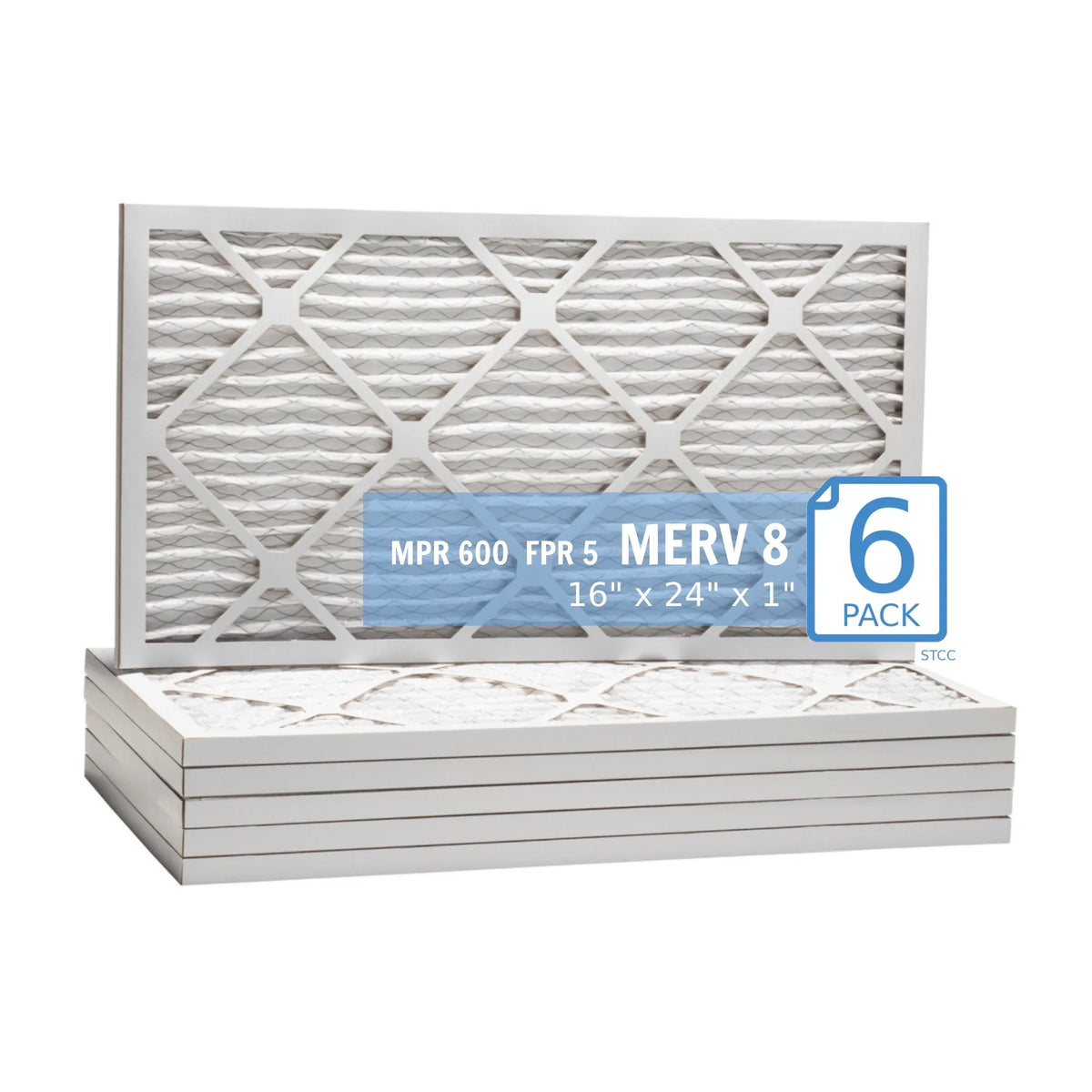 Surface / Guard Filter, (6 Air 16x24x1, MERV Pack) Air Extended Mechanical Pleated 8, Purolator 40 Hi-E