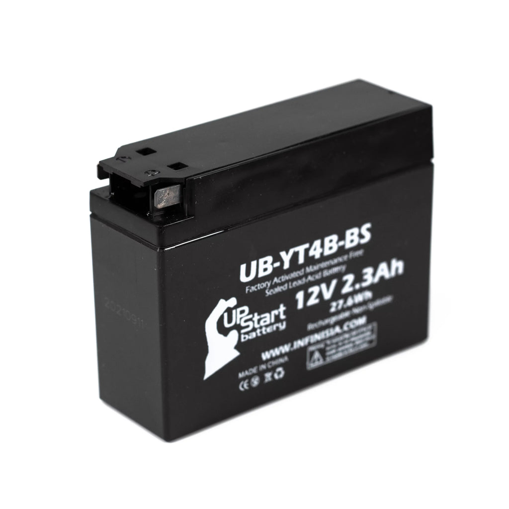 12V, - 2.3Ah, UpStart Activated, SR400 Battery Yamaha 5-Pack UB-YT4B-BS Maintenance Free, Replacement Motorcycle 2004 400CC for Factory Battery