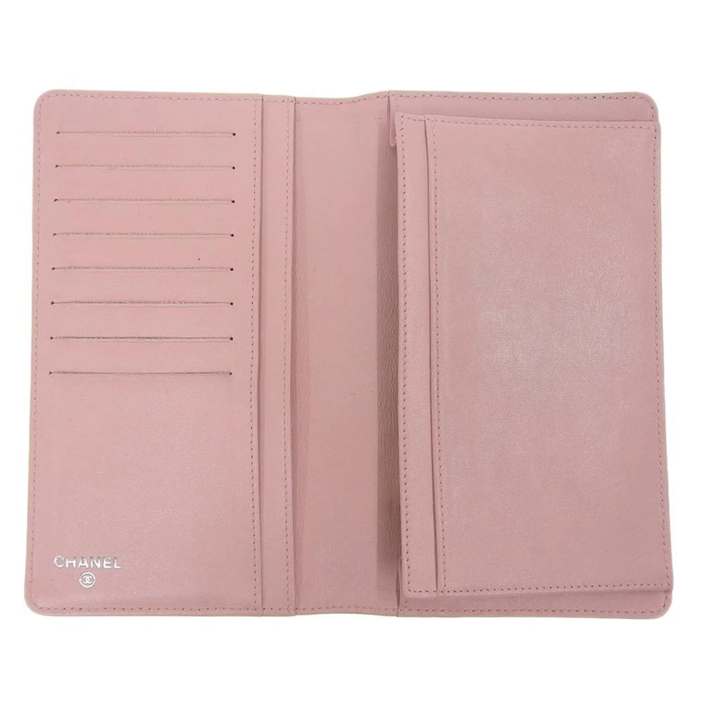 logo series caviar A48651 here pink Pre-Owned bi-fold Chanel skin wallet long (Good) 16 CHANEL mark