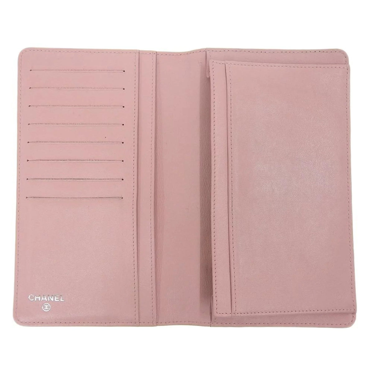 logo series caviar A48651 here pink Pre-Owned bi-fold Chanel skin wallet long (Good) 16 CHANEL mark