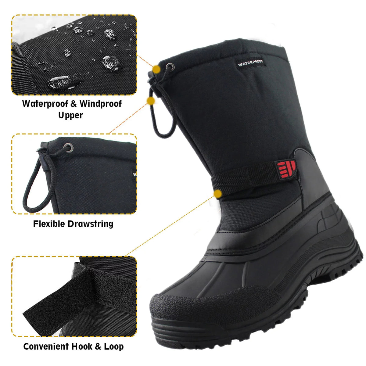Insulated Size Tanleewa Boots Snow Shoe Adult Winter Male 11.5 Anti-Slip Boots Men's Waterproof