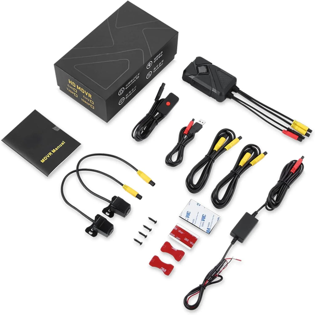 Video Camera Front Accessories and Recording Angle with 1 Motorcycle AHD 120° (Only Cam (720P) HD Rear 1MP Function 1080P+720P Camera Motorcycle 1080P) Channel Support Wide Recording Dash