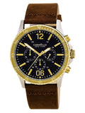 45A135 Men's Leather Chronograph Blue Strap Watch Dial Brown Sport Caravelle
