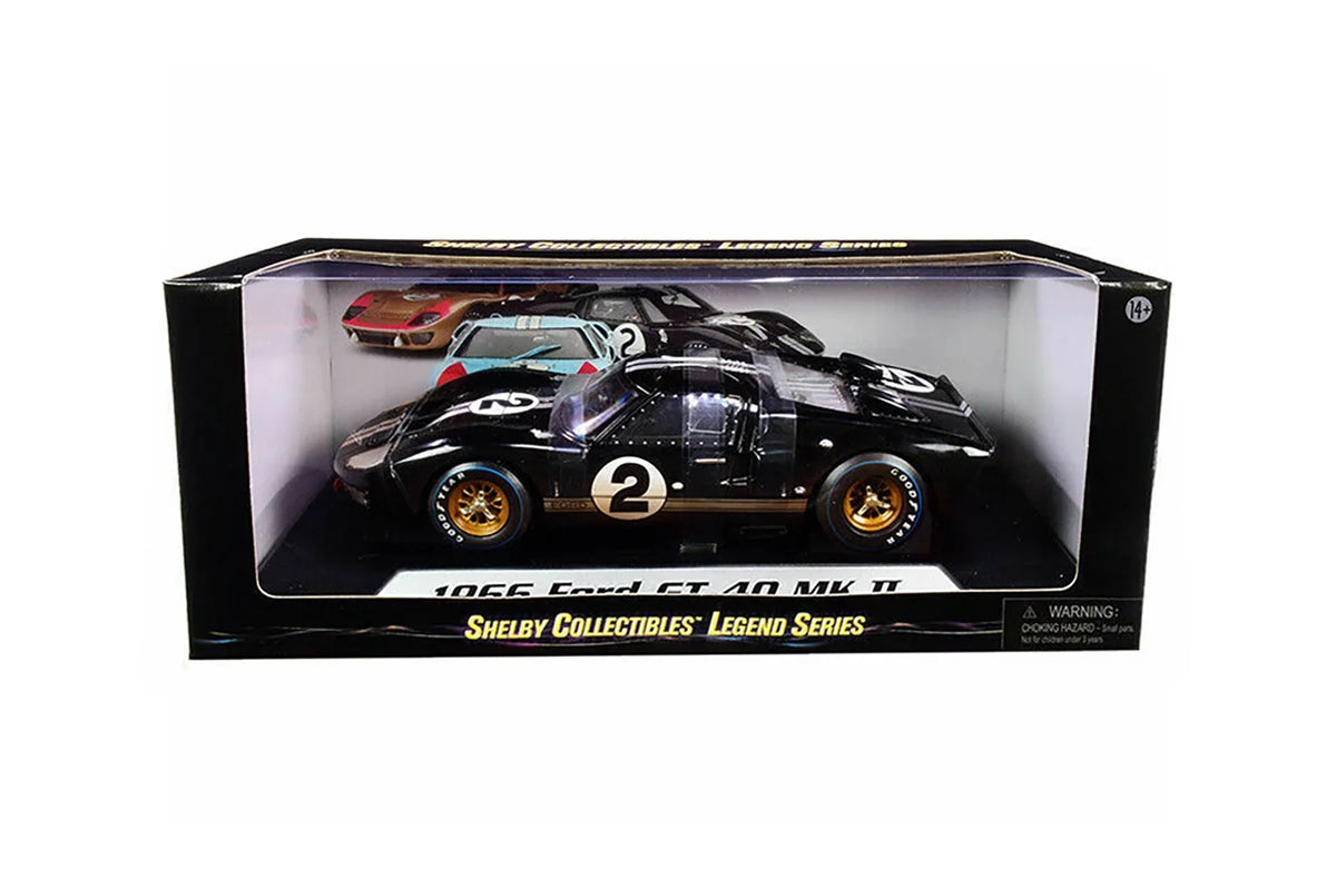 MK - 1966 (Dirty Diecast scale SC431BK 1/18 Ford Version, Black #2 - GT-40 II Race After Toy Collectibles Model Shelby Car