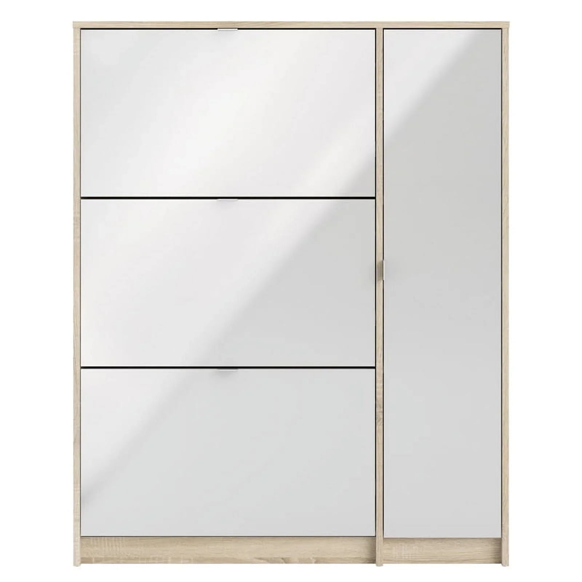 in & High 2 Allora with Gloss Drawer Oak-White 3 Cabinet Shoe Layers Door