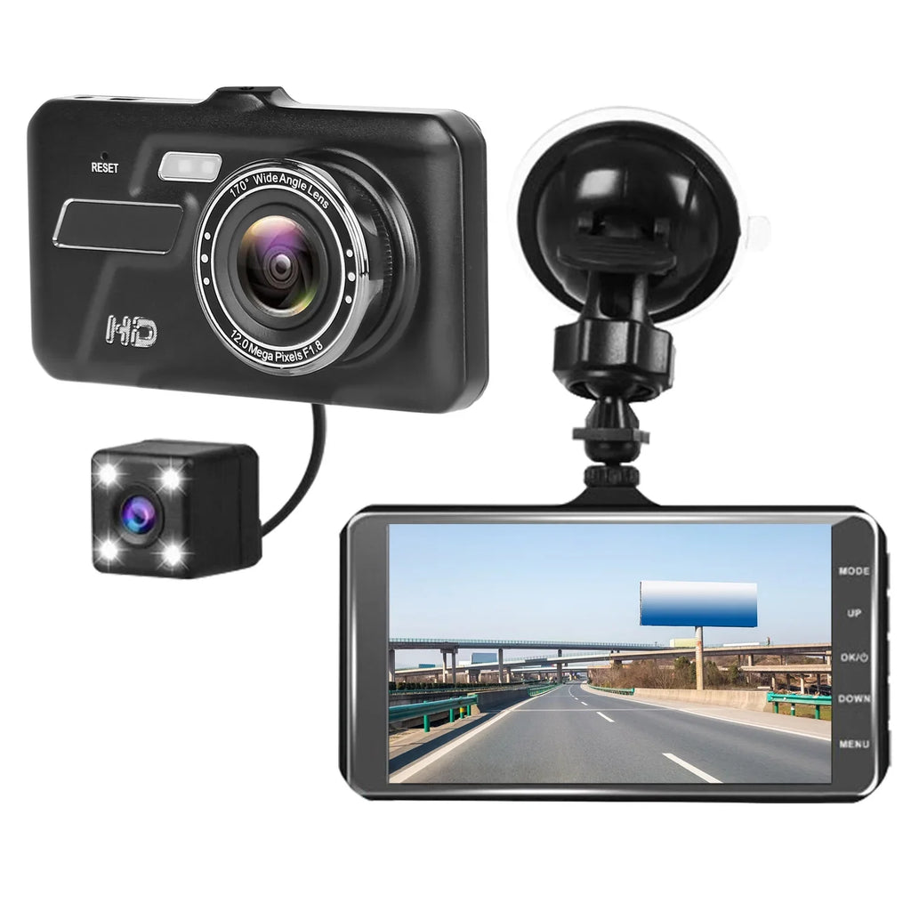 and Cam Camera with iMounTEK Rear IPS Car Dash Dashcams 4in Dual 1080P for Taxi Front Driving for Cars Touch Recorder Screen
