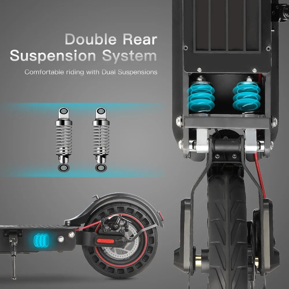 Double Commuting Max 500 Battery Speed Solid Portable Scooter, Braking Motor Tires, Adults,10 and Electric W System Miles 18-25 for km, Foldable iScooter 30 Max Long-Range In with