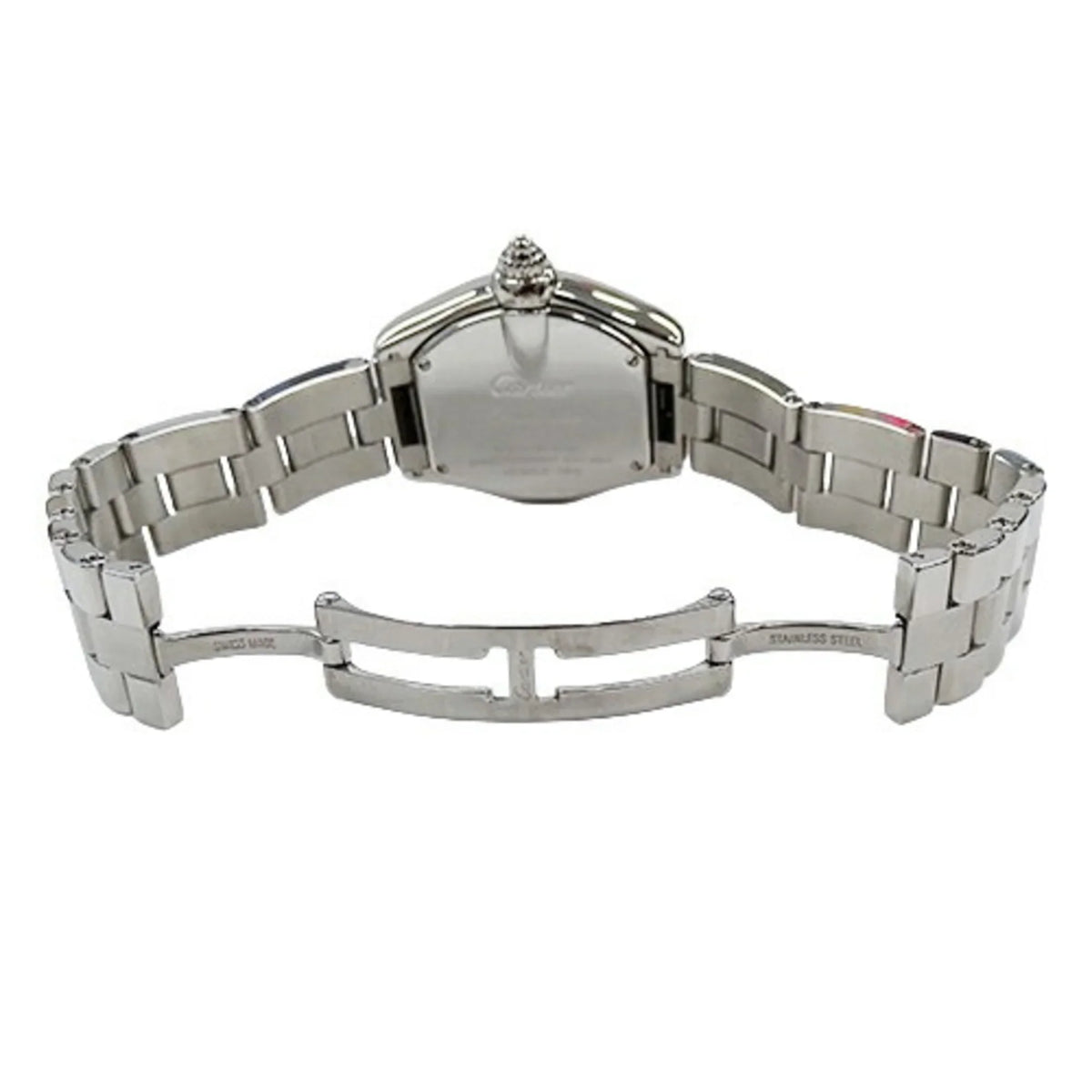 W62016V3 Polished Pre-Owned Roadster Cartier SM SS Silver Stainless Steel Date Watch Quartz Ladies (Fair)
