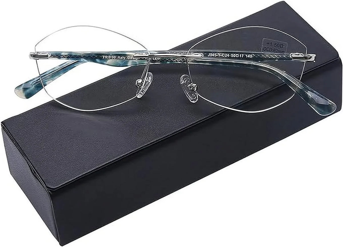 Frame, Designer Blocking Computer 2.5 Glasses Reading Readers Fashion Lens Clear Blue Rimless UV400 Ladies Light Protect Women AQWANO