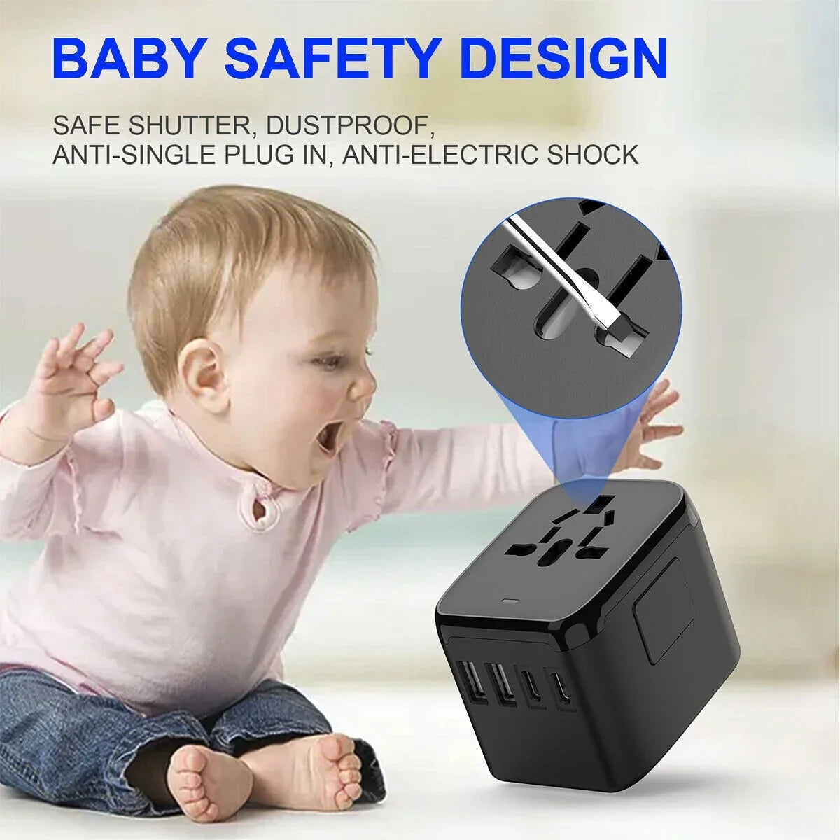 Universal Adapter Travel International USB+2 Plug Converter AICase Power Outlet 2 USB C