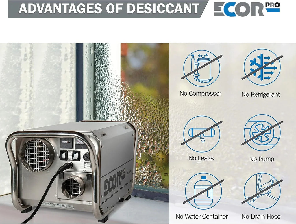 Pro 115V Desiccant Amps 95 1400 Hole Dehumidifier Steel 11.7 Ecor 4 System Watt